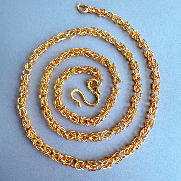 Estate Pure 9999 24k Solid Yellow Gold 4mm Byzantine Chain Link Necklace 20.5” - Picture 1 of 7
